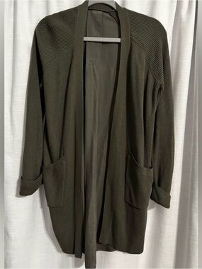 Lululemon Athletica Olive Green Open Front Cardigan Sweater